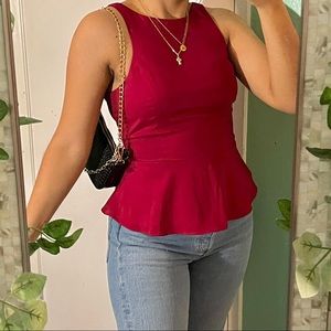 Express red peplum sleeveless blouse